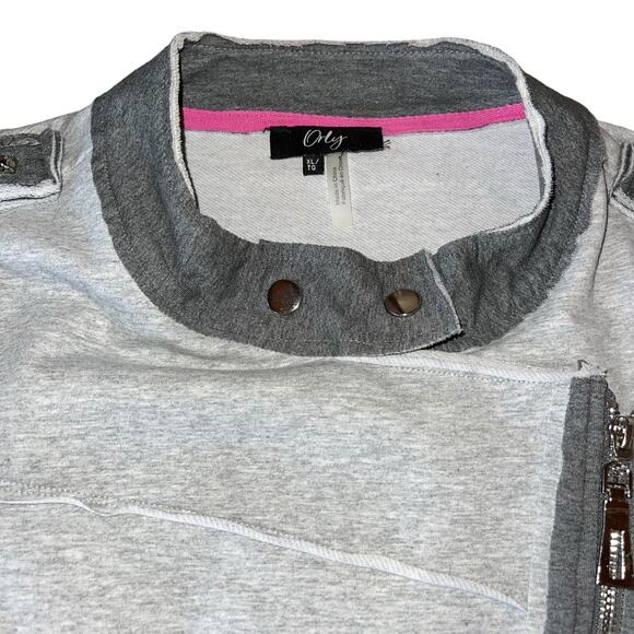 Orly Fleece Jacket Full Zip Asymmetric Sweatshirt Studded - Picture 4 of 14